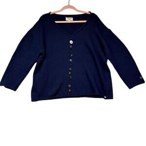 Pure Knits Sweater Top Womens XL Navy Long Sleeve pullover Drop Shoulder Boxy